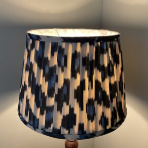 Cream with Royal Blue and Black-Eye Ikat Design Lampshade