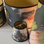 4 bespoke lampshades different sizes abstract painting fabric