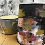 abstract art fabrid bespoke lampshades workshop