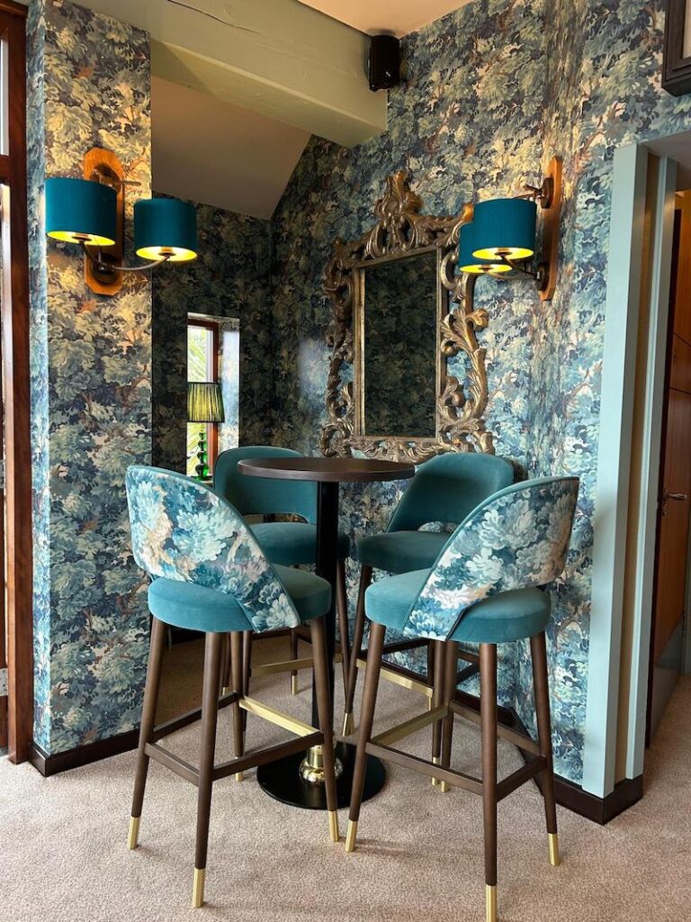 bespoke lmapshades in situ golf club bar stools