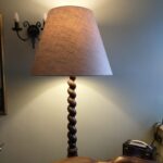 linen lampshade twist base grey walls