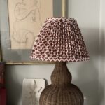 patterned handmade lampshade wicker base painting